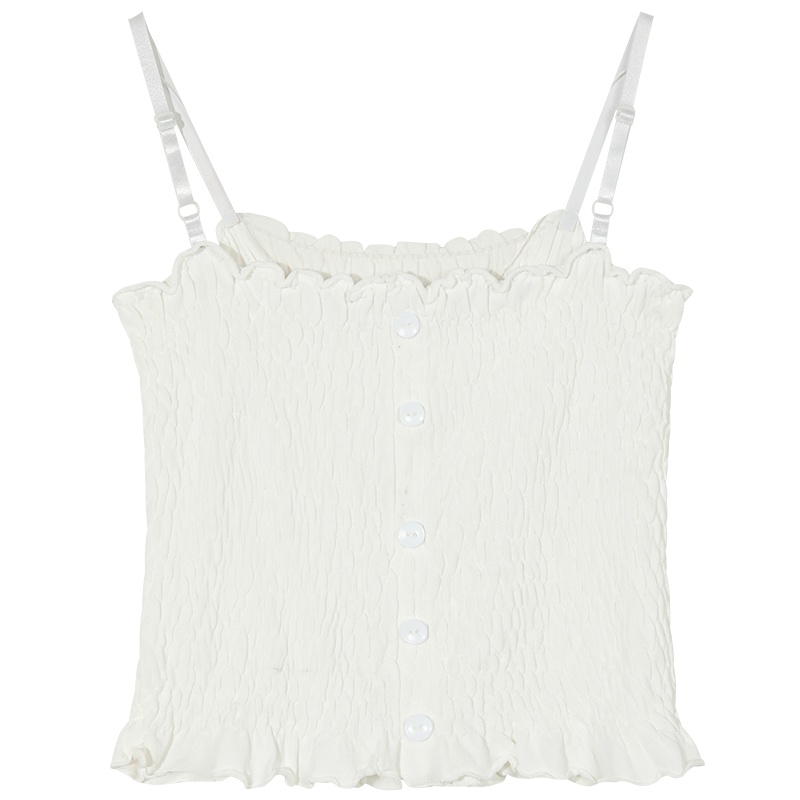 妖精的口袋冰丝内搭吊带背心女2020春夏新款木耳边性感美背上衣潮