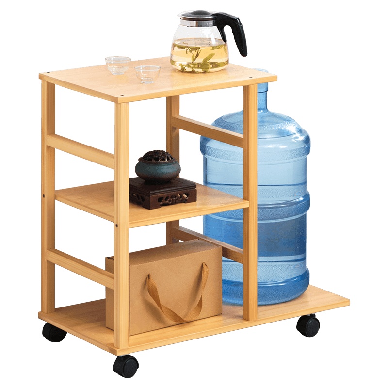 老竹匠 简易可移动侧边茶几柜多层收纳简约楠竹小桌子茶水间实木茶几桌多功能茶桌客厅家用置物架泡茶边几