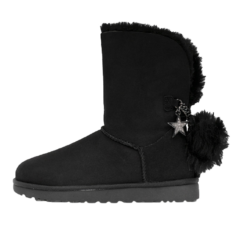 UGG/我心女款靴子毛球星星吊坠可翻折中筒雪地靴女靴 1095717