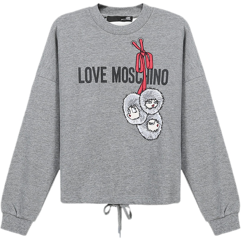 LOVE MOSCHINO 爱莫斯奇诺 女士 棉质圆领长袖卫衣运动衫 W6356 01 M3987