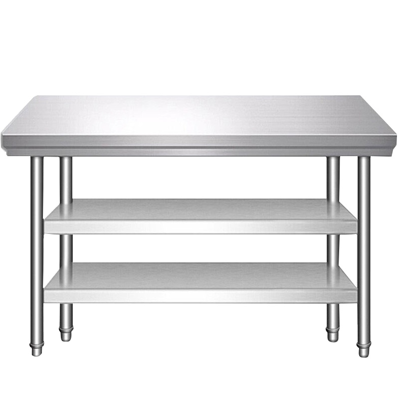 德玛仕不锈钢工作台 厨房操作台置物架商用打荷台 三层操作台1000x800x800mm（工程款201无磁不锈钢）