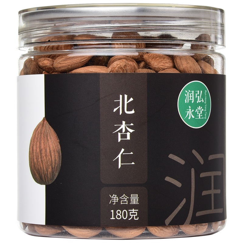 润弘永堂 北杏仁180g/罐 生苦杏仁片 带皮 零食坚果
