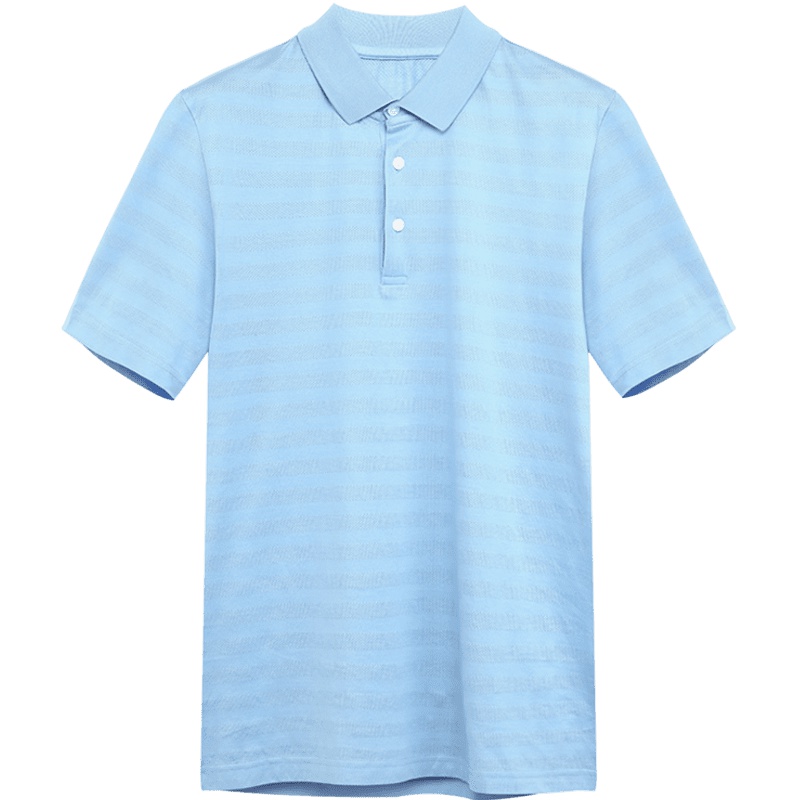 鄂尔多斯1980 春夏轻薄网眼条纹小翻领男POLO衫商务休闲棉短袖T恤