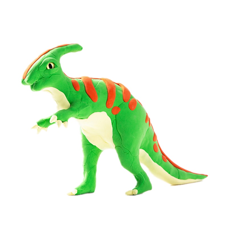 若态若小贝恐龙黏土 超轻粘土橡皮泥无毒手工彩泥太空泥儿童立体拼插拼图恐龙模型玩具 FY06副栉龙