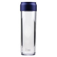 希诺XN-8108加厚塑料水杯便携带盖户外随手杯 男女士耐热耐摔隔热杯 本色