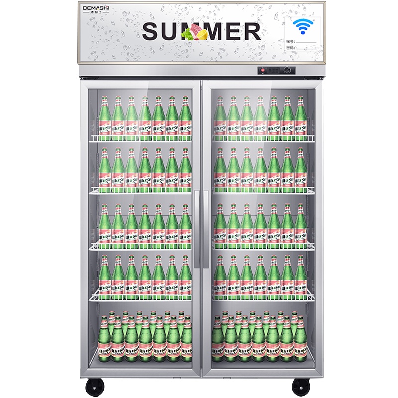 德玛仕冰箱商用 双门水果蔬菜立式展示柜 大容量冷藏柜玻璃保温冰柜 887L/升双开门冷藏款BCD-900A-CL