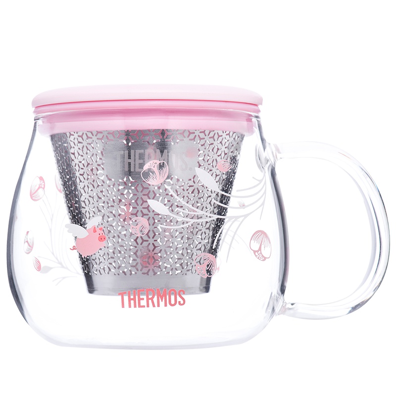 膳魔师,膳魔師(Thermos)玻璃杯朱一龙同款花系列耐热玻璃杯茶杯时尚随手杯高硼硅玻璃杯 家用/通用