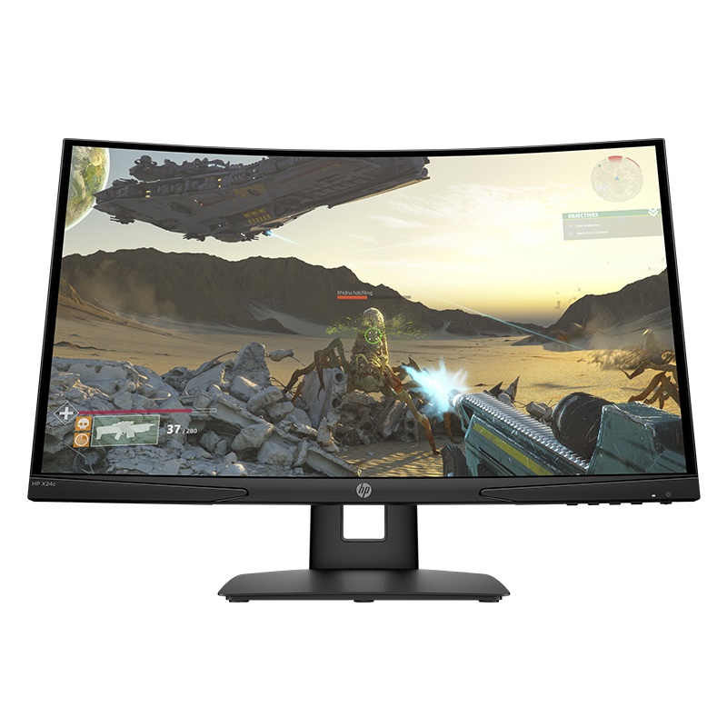 惠普(HP)X24C 23.6英寸曲面 高性能娱乐家用办公纤薄机身电脑高清大屏显示屏显示器 黑色