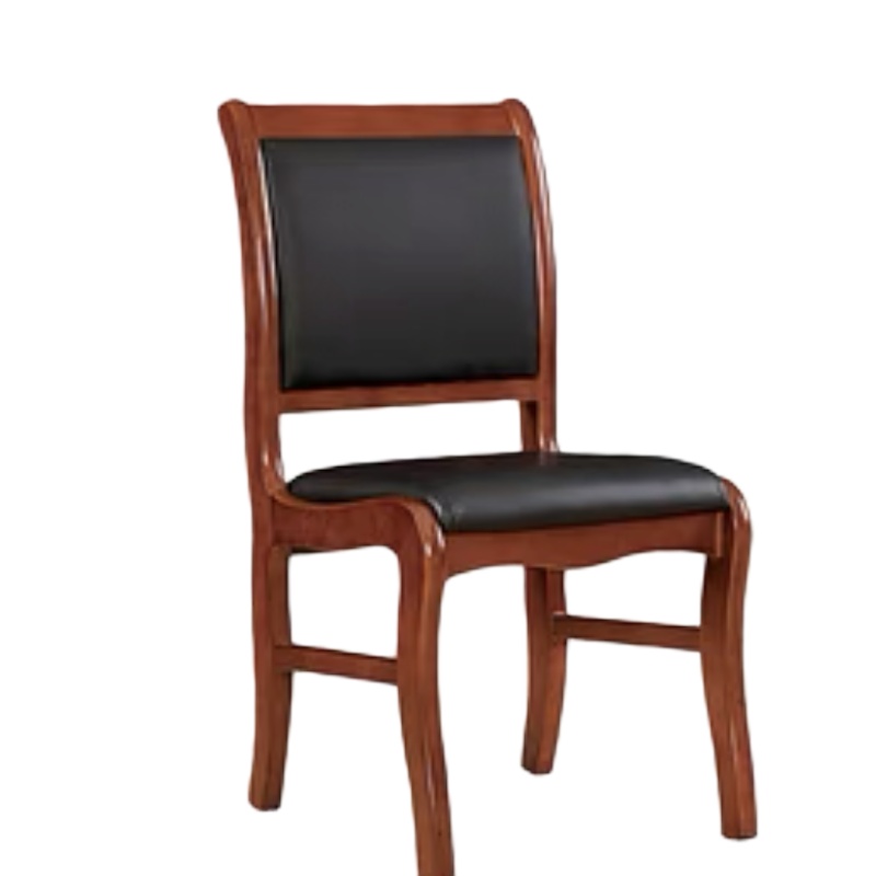 办公会议椅职员皮质开会椅家用四脚实木可靠背扶手椅子