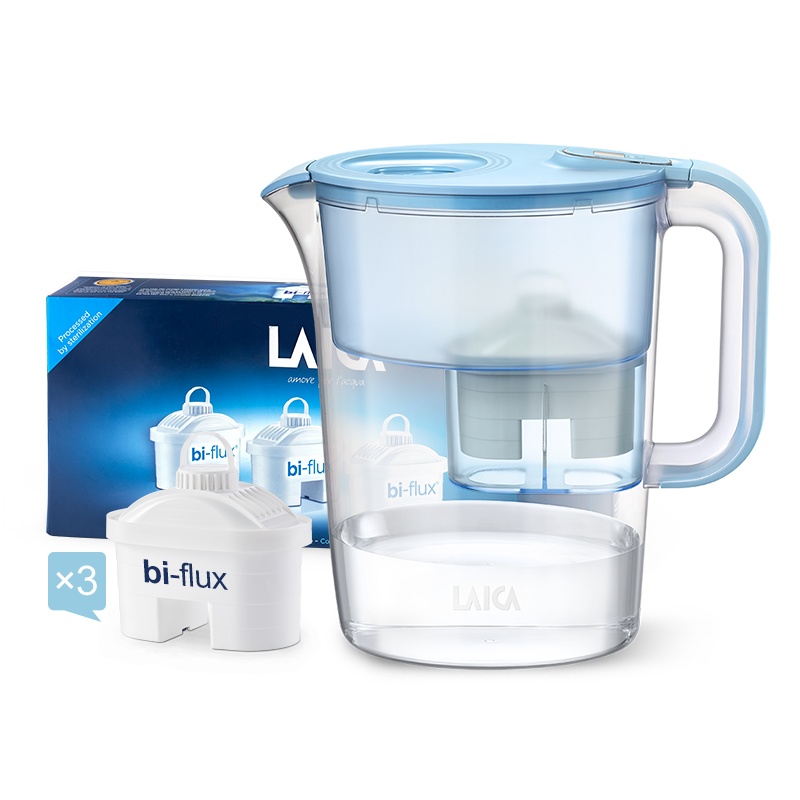 莱卡(LAICA) 滤水壶LA35EN-B 便携式家用滤水壶 过滤净水器 西西里系列3.5L海洋蓝 进口滤芯 一壶四芯装