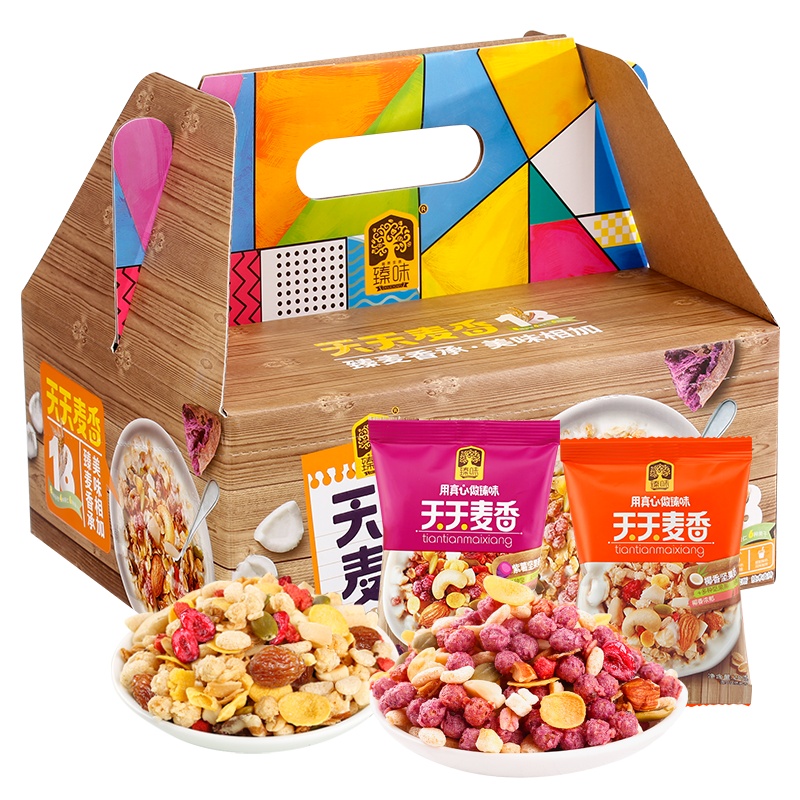 臻味 天天麦香 坚果谷物燕麦28g*12袋/盒840g