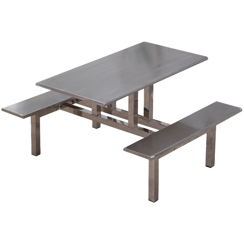 永格餐桌椅组合一桌六椅组装六人位不锈钢食堂餐桌米餐桌椅组合一桌