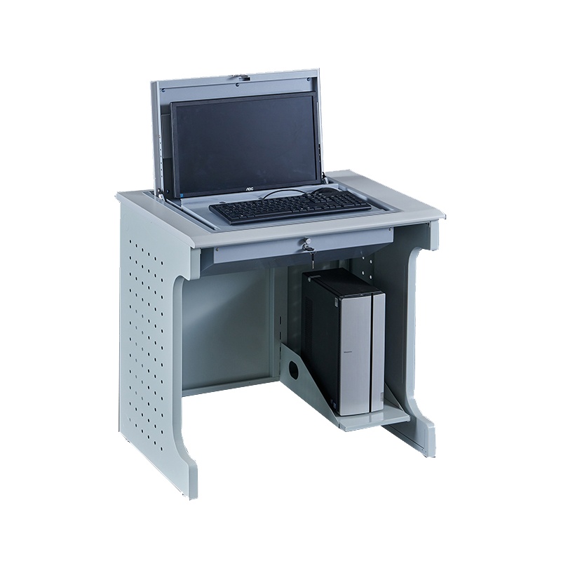 鑫虎威 钢制木面隐藏式双人位翻转电脑桌多媒体教室微机室台式电脑桌课桌可定制 [颜色可备注]