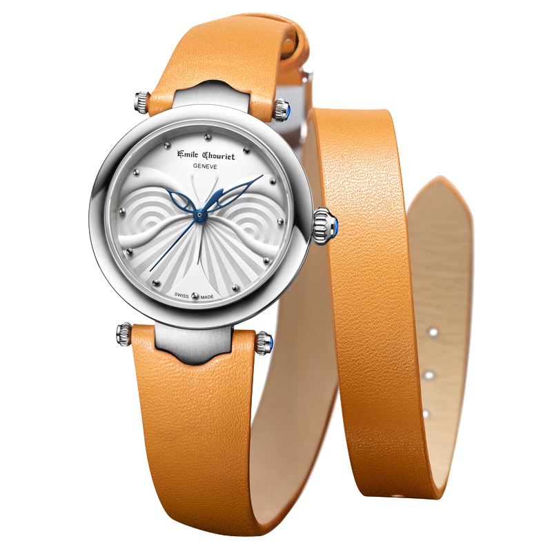 艾米龙(Emile Chouriet)手表净雅系列蝶舞橙色超长皮带石英女表61.2188.L.6.6.23.2