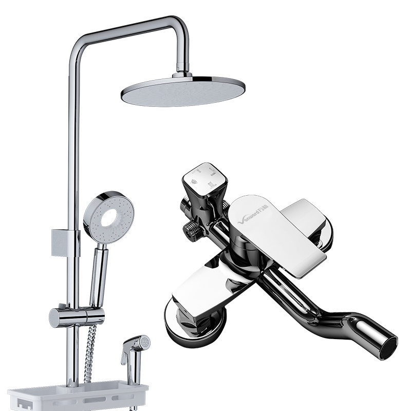 万和(Vanward)卫浴挂墙式淋浴花洒不锈钢淋浴杆精铜龙头增压沐浴器淋雨喷头