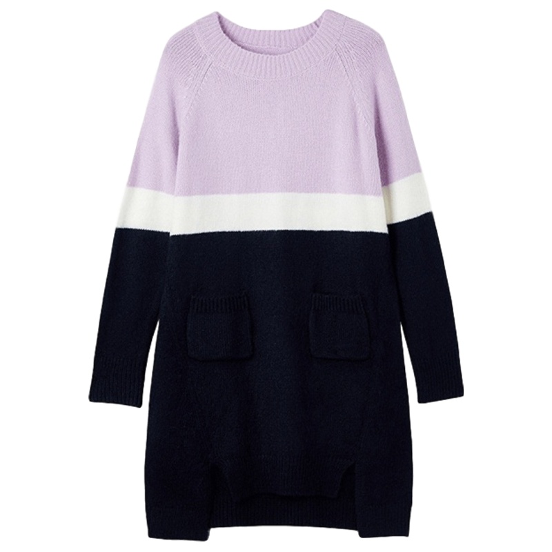 拉夏贝尔气质时尚百搭裙子女新款韩版慵懒风宽松毛针织连衣裙