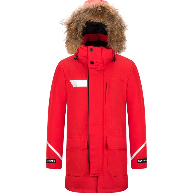 柒牌SEVEN男装秋冬新款商务休闲连帽羽绒服时尚中长款纯色毛领保暖外套