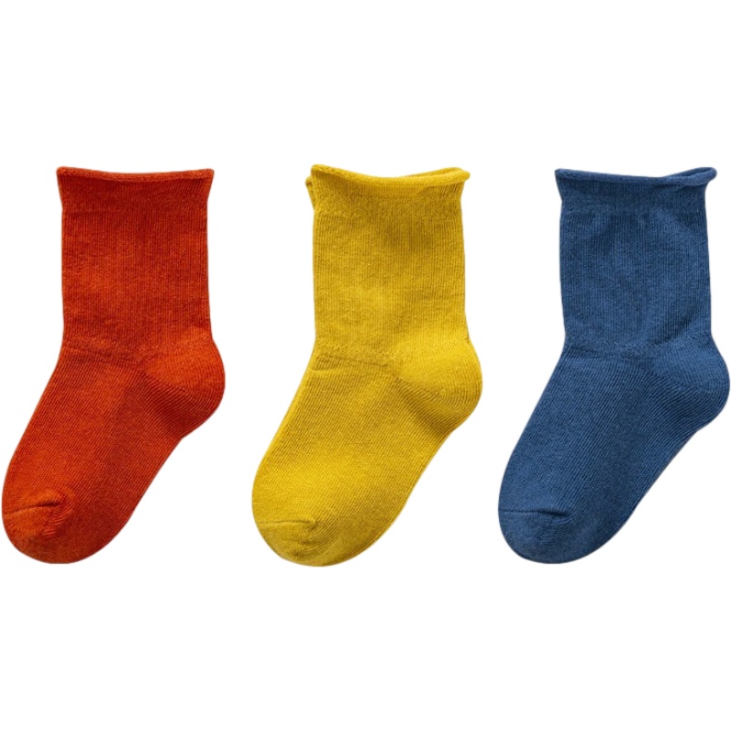 婴儿袜子秋冬季纯棉男女童宝宝新生婴幼儿棉袜薄款纯色糖果中筒袜