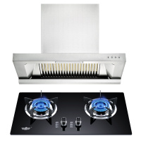 新飞 欧式烟灶套装家用顶吸强排按键屏大吸力抽油烟机燃气灶猛火爆炒大火力台嵌两用灶具双灶天然气T70+JZT-B-201