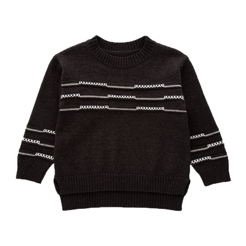 高梵童装2019新款反季罗纹领口儿童针织毛衫简约舒适男童