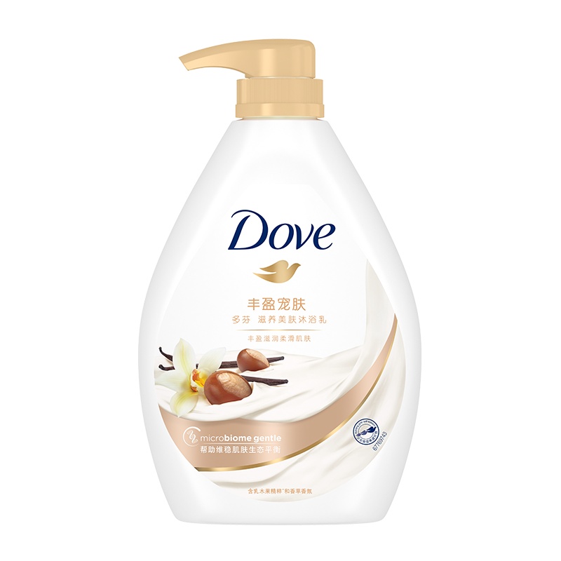 多芬(Dove)沐浴露 丰盈宠肤沐浴乳 乳木果和香草1KG【联合利华】持久滋润保持 所有人群适用