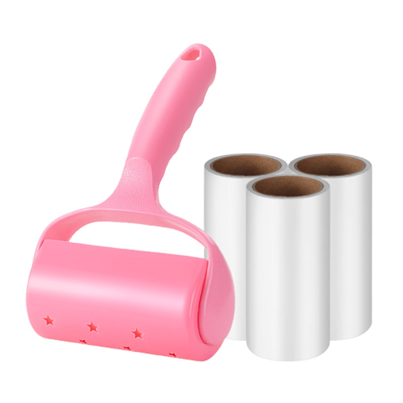 [1手柄+3卷纸]衣服去毛器粘尘滚筒式粘毛器可撕式去球沾毛滚刷10cm粘毛滚除尘器-无盖款