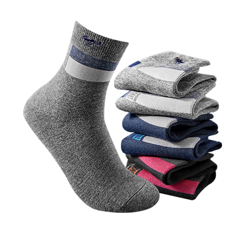 七匹狼男式商务休闲中长筒男士袜子男款棉袜男6双装