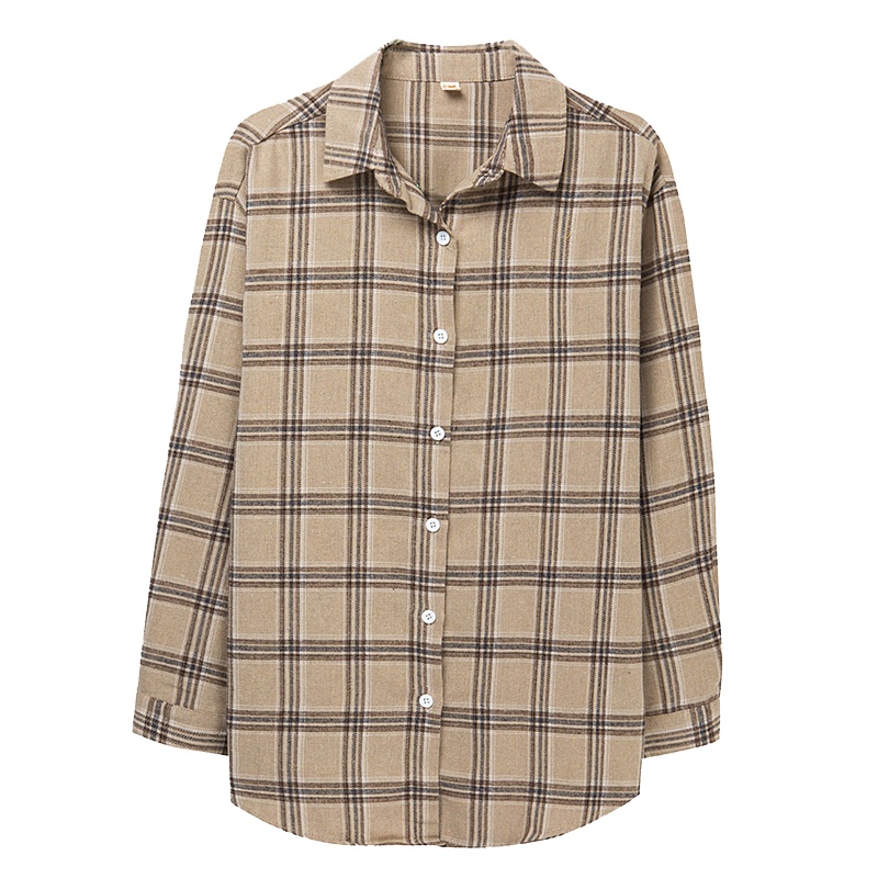 恒源祥女士衬衫2021春季新款衬衣女时尚长袖格子衬衣外套百搭女装上衣