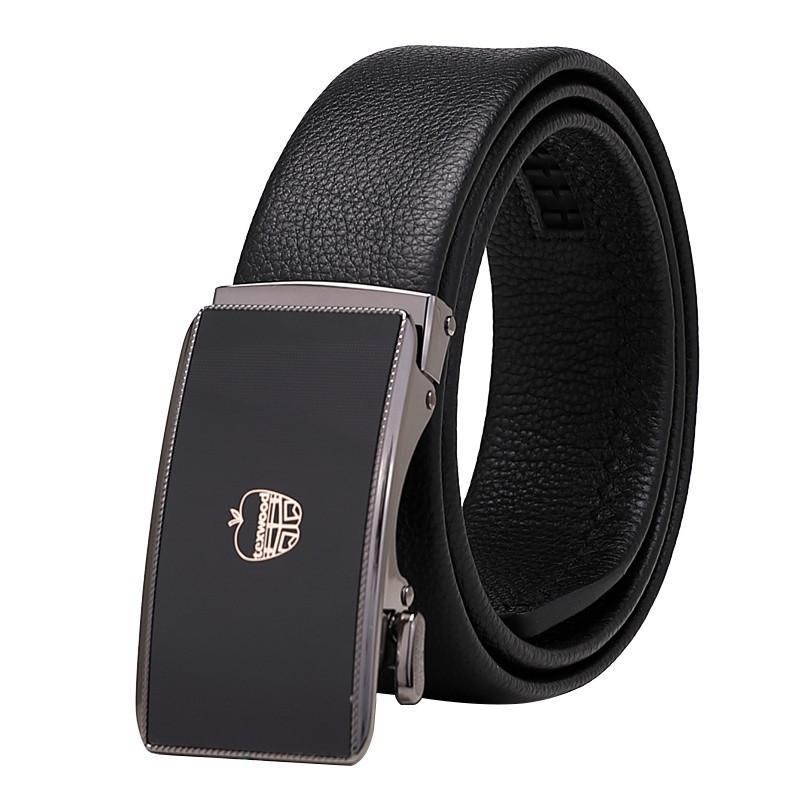 texwood萍果牌 皮带男真皮自动扣商务休闲裤腰带男士头层牛皮裤带软皮百搭简约礼盒装