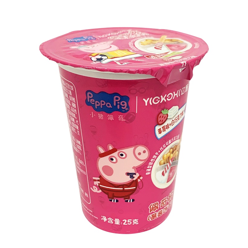小猪佩奇PeppaPig蘸酱杯草莓味+白巧克力 25克 双重美味儿童零食辅食