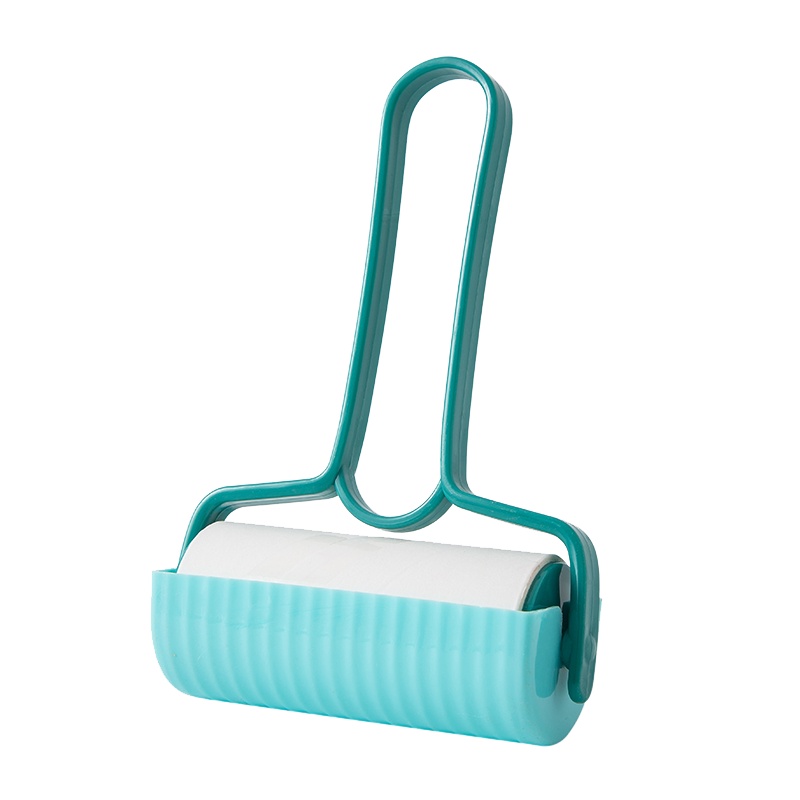 [直播专供]苏宁宜品蓝色[1器3卷]粘毛器滚筒可撕式替换粘毛卷纸滚刷衣服黏毛去卷毛刷粘尘沾毛神器