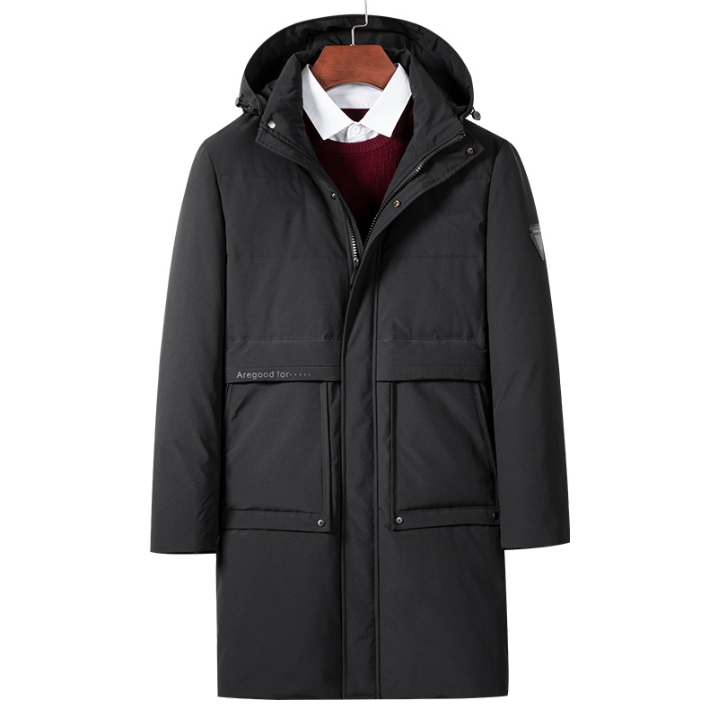雅鹿男装冬季新品商务中长款连帽保暖男士羽绒服外套14730789