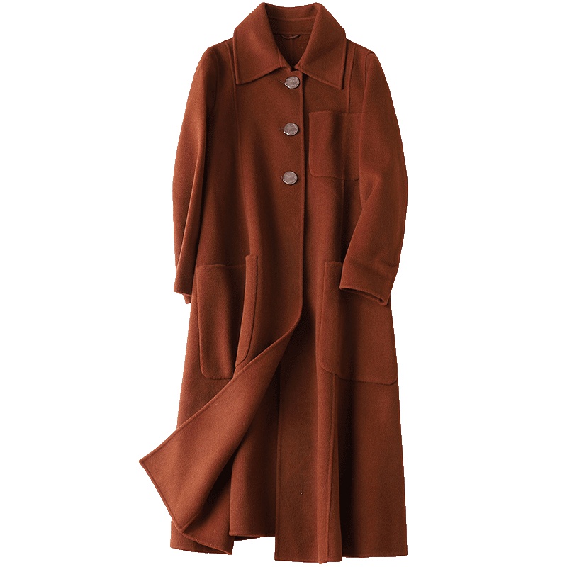 憨厚皇后 早春新款双面毛呢长款外套2019女装韩版羊毛呢子休闲大衣