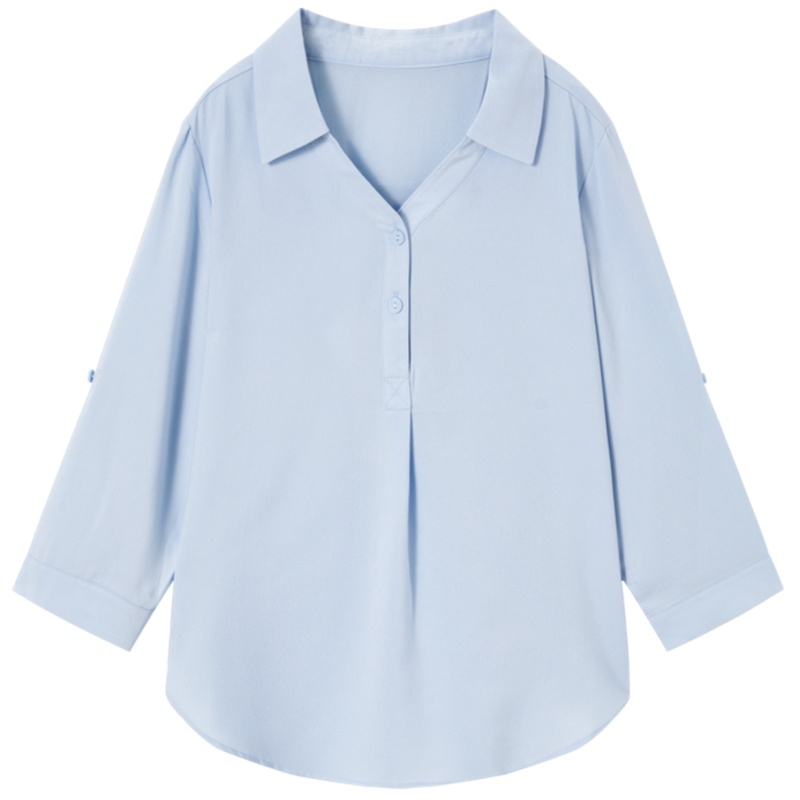 【满198减100预估价：59】森马白衬衫女宽松V领上衣春款2021新时尚设计感衬衣女士春季穿搭