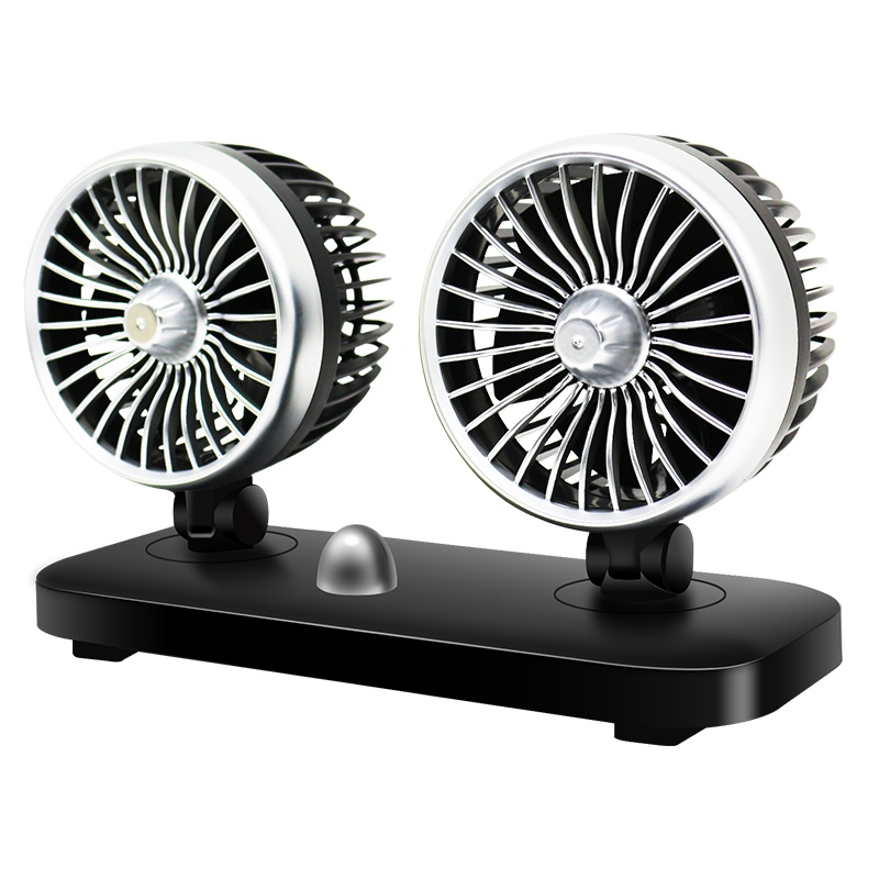 巨木 车载风扇12v24V大货车专用大风力制冷汽车风扇可旋转双头小风扇卡车面包车用静音风扇