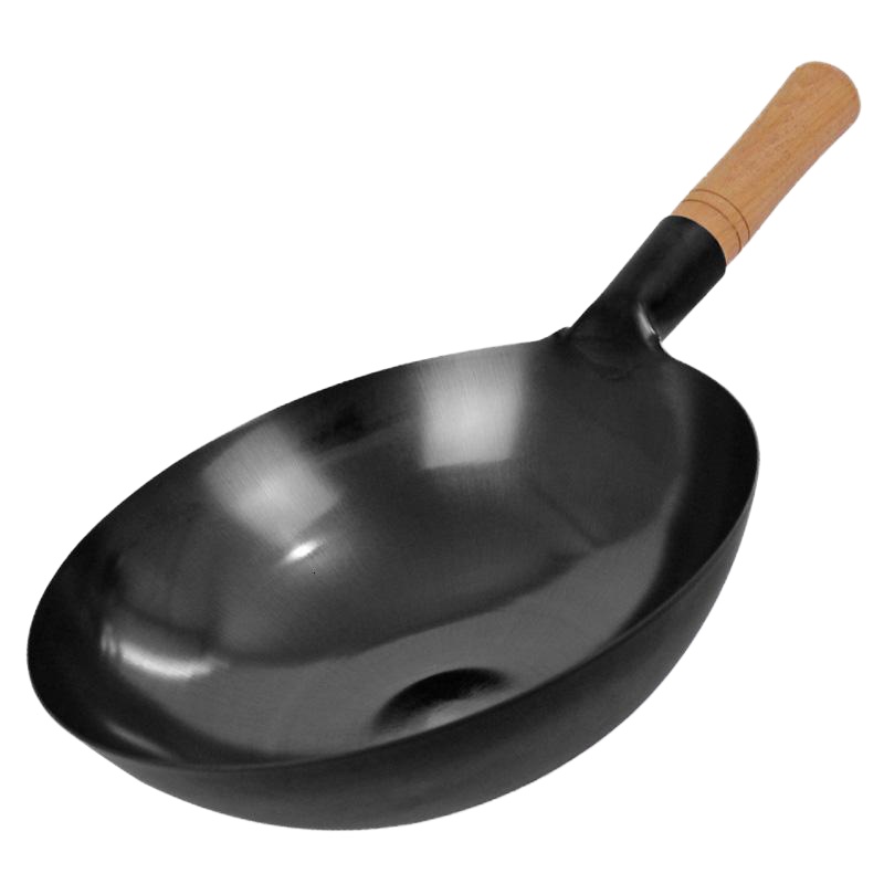 手工铁锅章丘工艺无涂层老式炒锅不粘锅家用锅具炒菜锅适用 32CM升级款(免开锅)无耳无盖