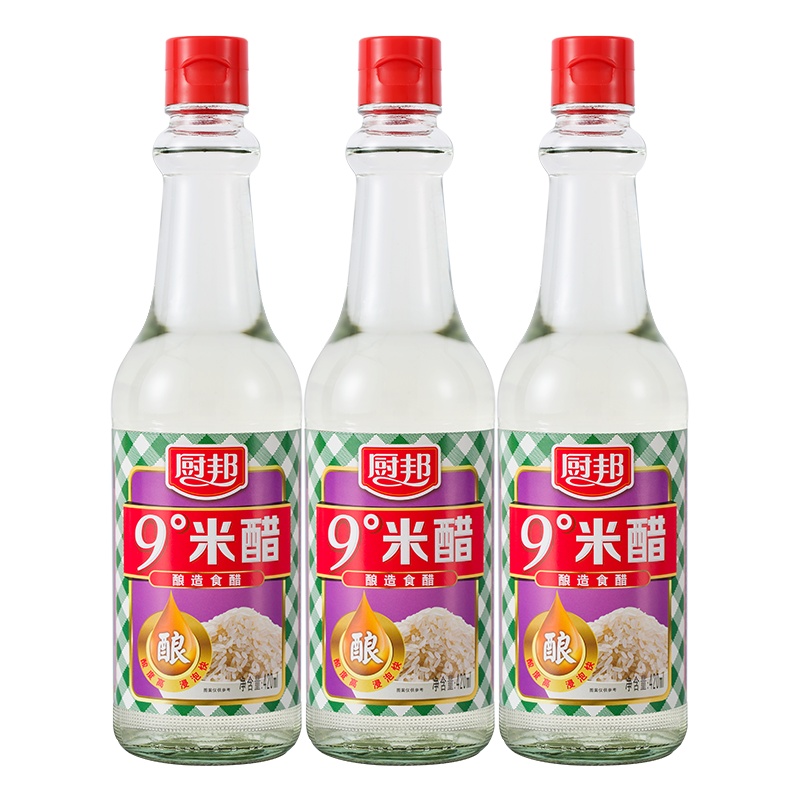 厨邦9°米醋420ml*3 酿造食用米醋白醋浸泡腌制炒菜调味品调料组合装