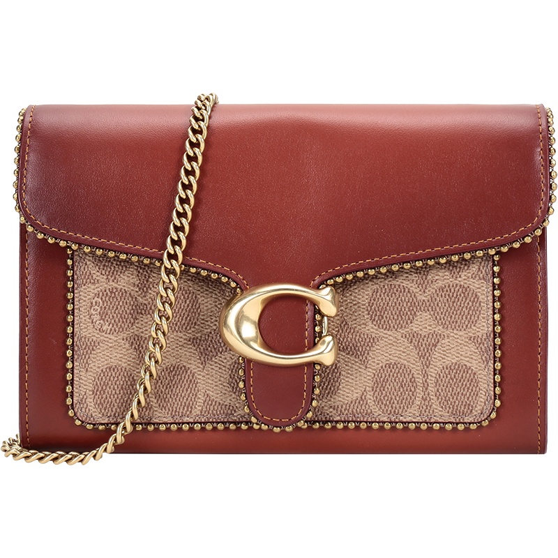 COACH 蔻驰 女士 专柜款TABBY系列涂层帆布配皮手拿包单肩斜挎包链条包 6909