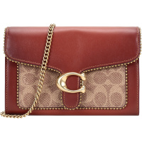 COACH 蔻驰 女士 专柜款TABBY系列涂层帆布配皮手拿包单肩斜挎包链条包 6909