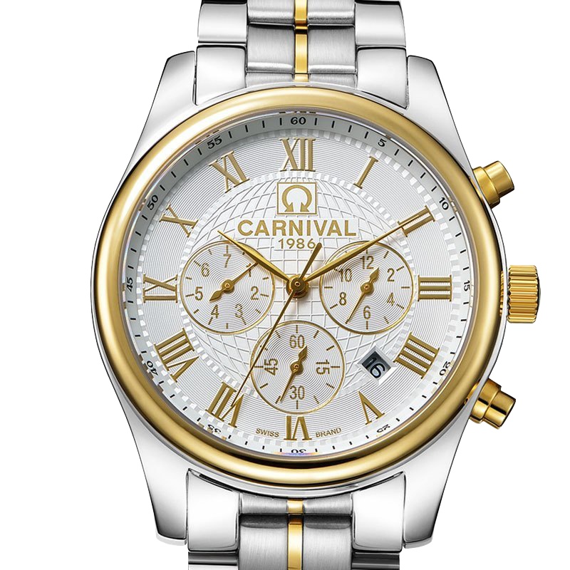 嘉年华CARNIVAL名匠运动手表男 全自动机械表 男士精钢带防水休闲男表正品休闲时尚金属蝴蝶扣腕表8827