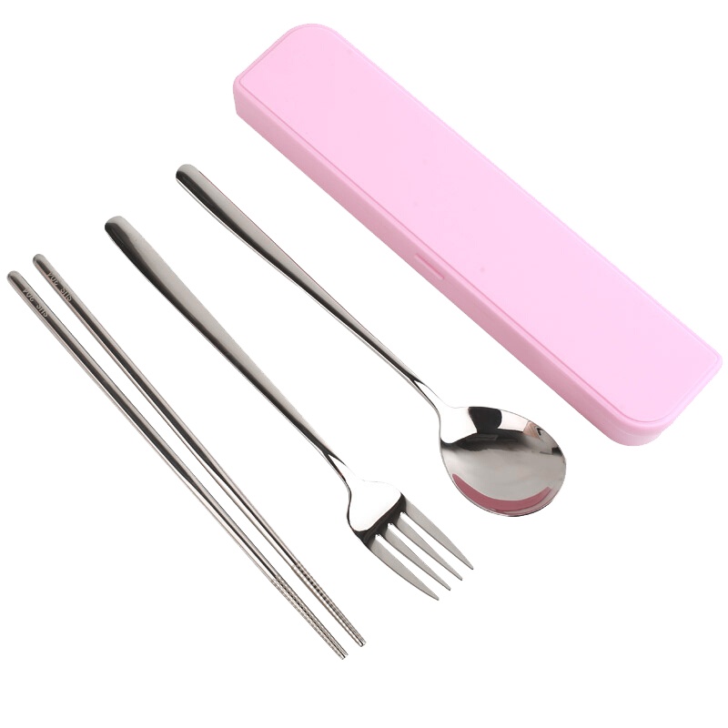 拾画韩式学生白领旅行304便携套装(筷子+勺子+叉子)红色SH-6269