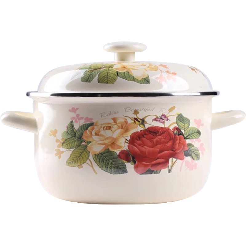 烘焙精灵搪瓷锅16-26cm搪瓷汤锅平底汤锅珐琅瓷电磁炉通用炖锅福锅(TC5)