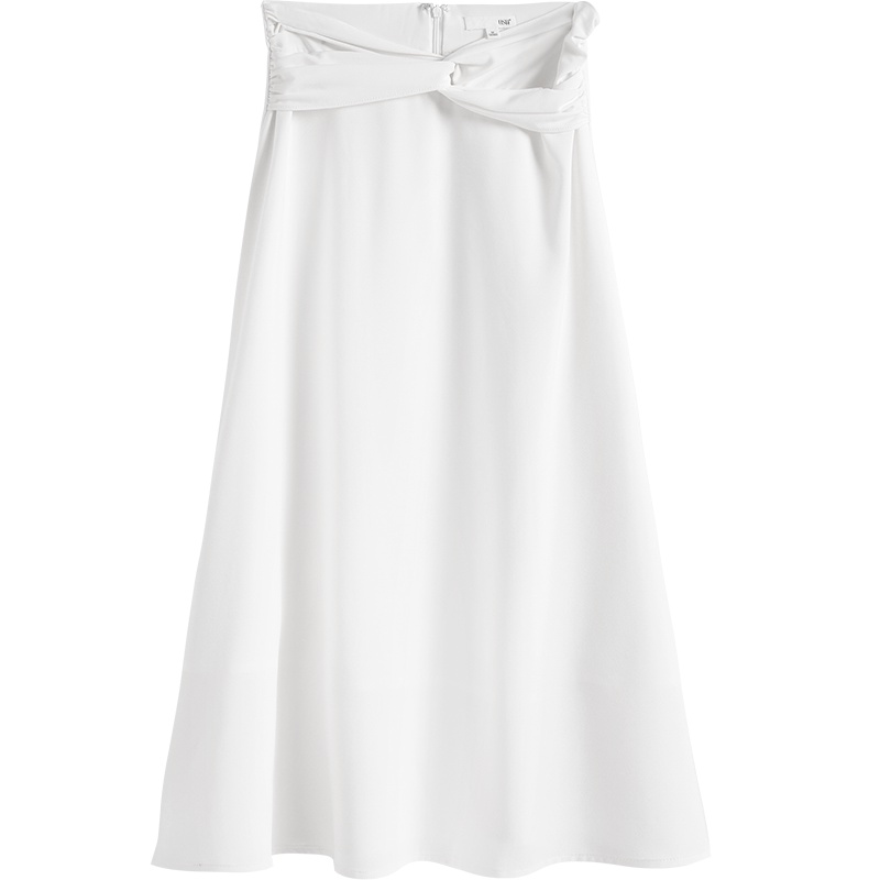 OSA欧莎2019新款夏白色雪纺半身裙高腰显瘦a字裙中长款清新百搭