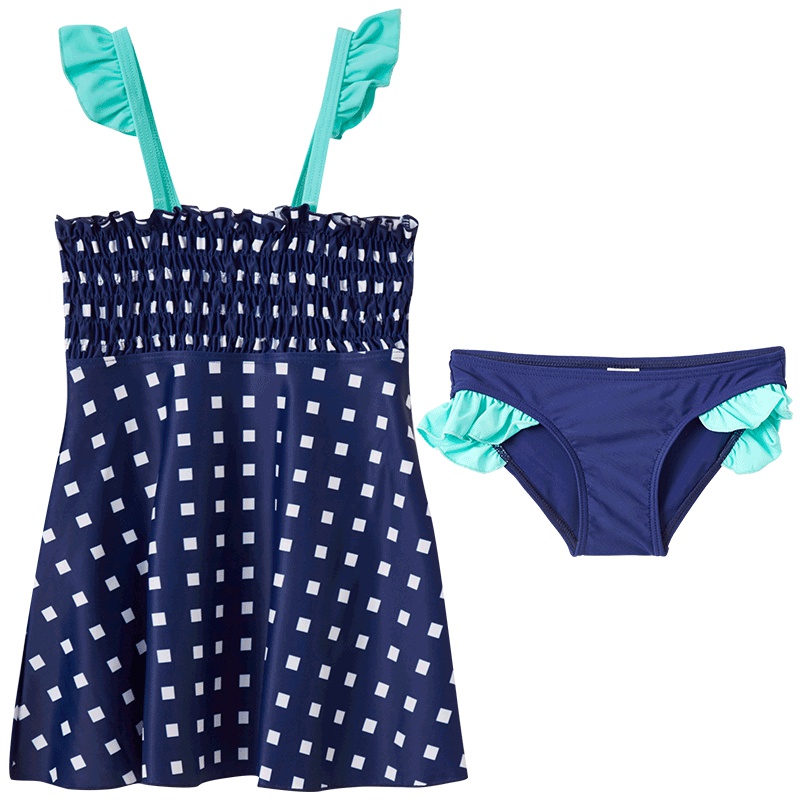 号手儿童泳衣女孩分体韩国公主裙式可爱宝宝3-7岁小童游泳套装备