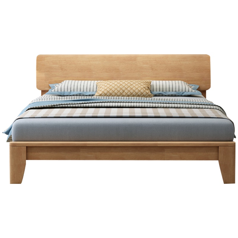 质凡北欧实木床现代简约橡胶木民宿单双人床1.2/1.5/1.8m