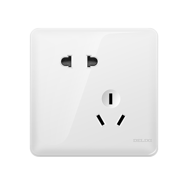 [新品插座]德力西大面板无边框一开关单电源墙壁电源插座二三插五孔插座面板开关插座