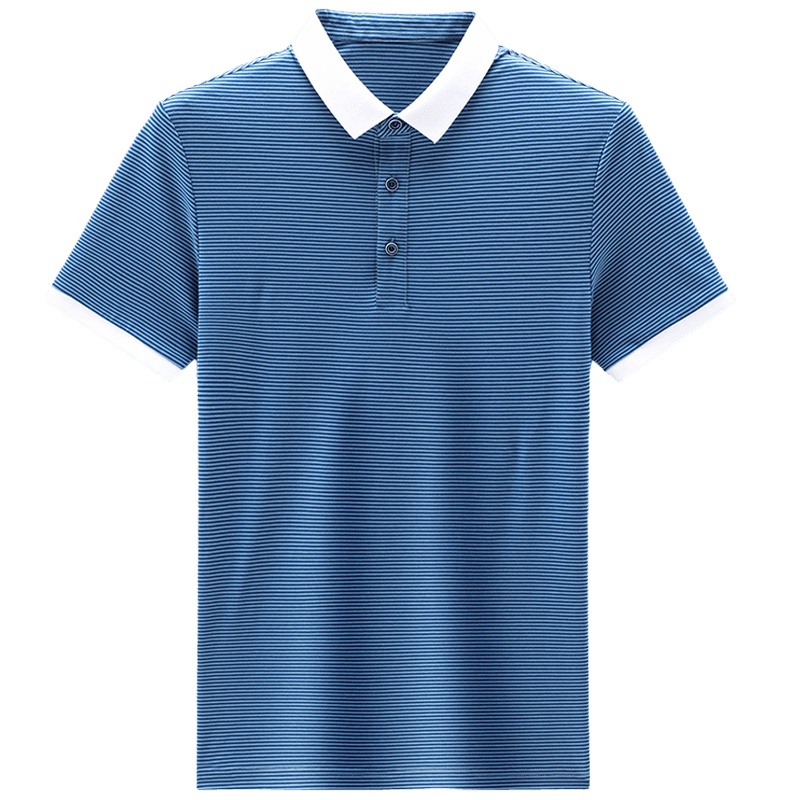 [买1送1]传奇保罗春夏新款POLO衫上班大码爸爸款中年吸汗透气男士时尚百搭POLO个性经典条纹上衣