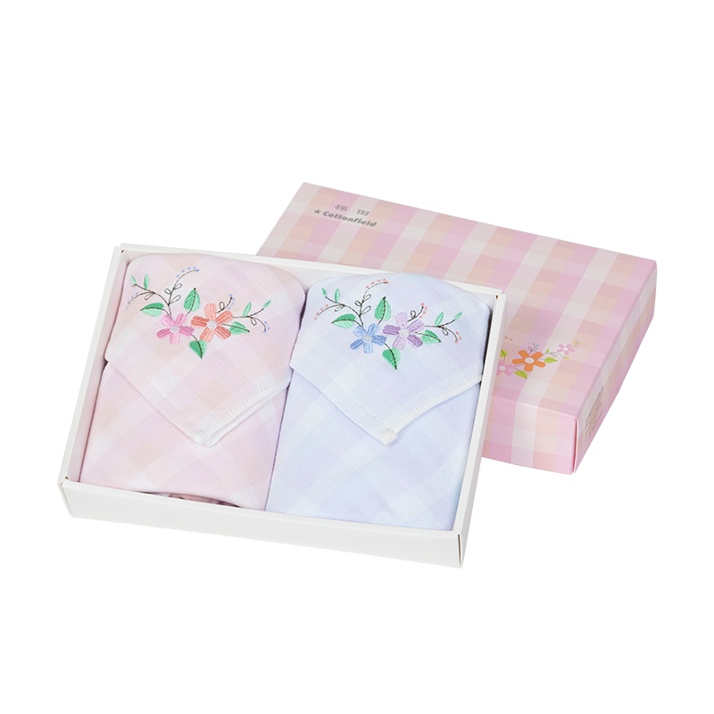 棉田花语毛巾2条礼盒套装全棉纱布透气吸水洗脸面巾M2409