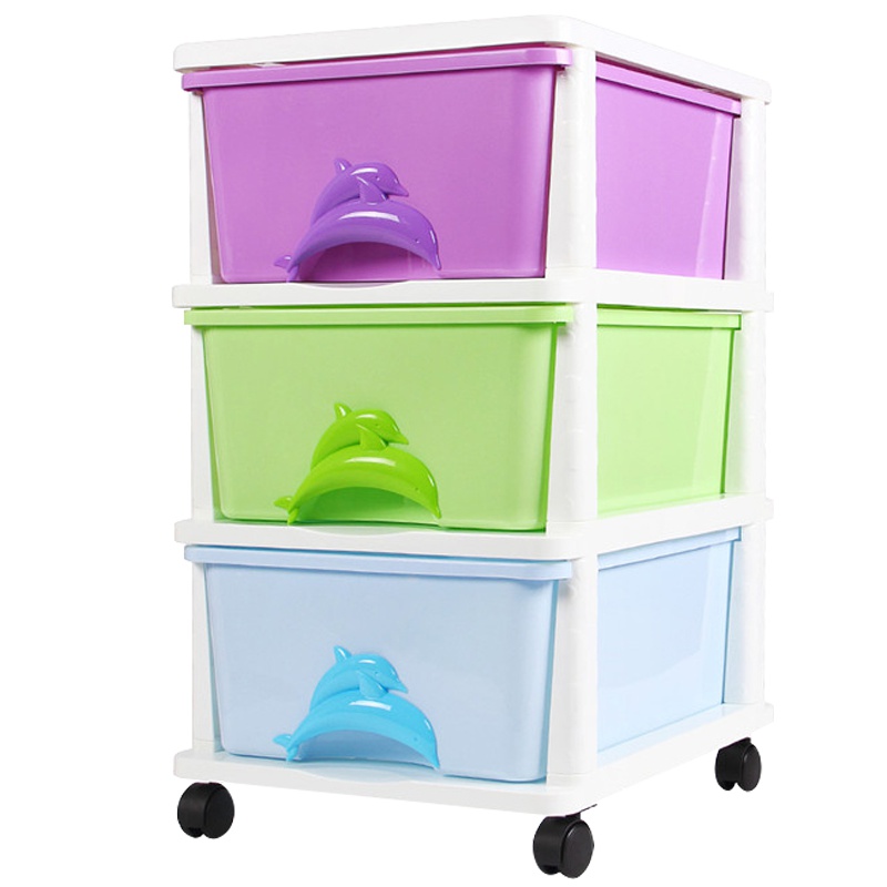 也雅(Yeya)塑料整理箱简约储物盒玩具抽屉 海豚把手收纳柜其他77CM收纳层架