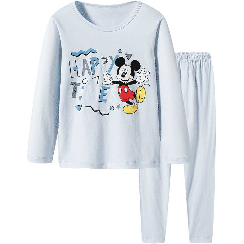 三枪 迪士尼 舒肤超柔薄棉男童圆领长袖内衣套薄款